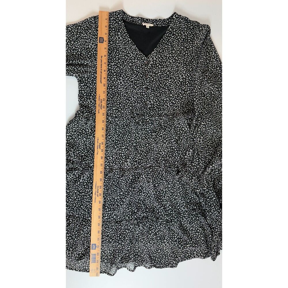 Jodifl Women's Long Sleeve Tiered Cheetah Print Dress Black White Size S - Picture 11 of 12